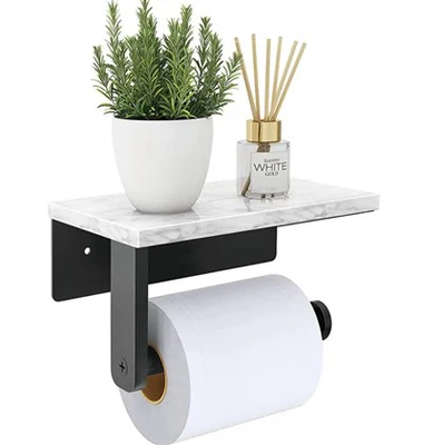 Portarrollos de papel higiénico con estante de mármol personalizable